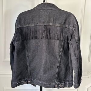 Levi's Ex Boyfriend Black Fringe Denim Jacket - Women Size L